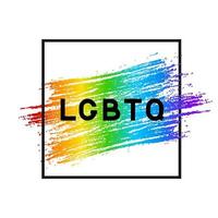LGBTQ lettering on brush strokes textured flag the colors of the rainbow. Symbol of lesbian, gay pride, bisexual, transgender social movements. Easy to edit vector design template.