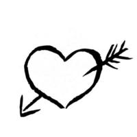 corazón dibujado a mano con flecha sobre fondo blanco. grunge forma de corazón. trazo de pincel con textura negra. signo del día de san valentín. símbolo de amor elemento vectorial de diseño fácil de editar. vector