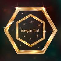 Bright golden hexagon on a dark background. Luxury vector illustration. Easy to edit design template for your business projects.