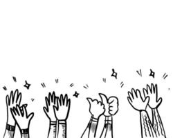 Hand Drawn sketch style of applause, thumbs up gesture. Human hands clapping ovation. on doodle style, vector illustration.