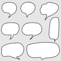 Hand drawn set of speech bubbles isolated . Doodle set element. Vector illustration.