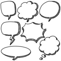 Hand drawn set of speech bubbles isolated . Doodle set element. Vector illustration.