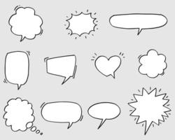 Hand drawn set of speech bubbles isolated . Doodle set element. Vector illustration.