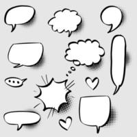 Hand drawn set of speech bubbles isolated . Doodle set element. Vector illustration.