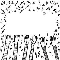 Hand Drawn sketch style of applause, thumbs up gesture. Human hands clapping ovation. on doodle style, vector illustration.