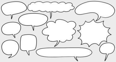 Hand drawn set of speech bubbles isolated . Doodle set element. Vector illustration.