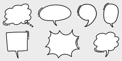 Hand drawn set of speech bubbles isolated . Doodle set element. Vector illustration.