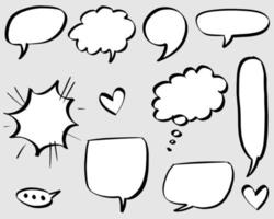 Hand drawn set of speech bubbles isolated . Doodle set element. Vector illustration.