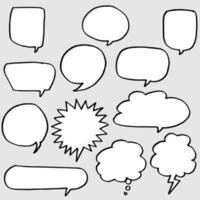 Hand drawn set of speech bubbles isolated . Doodle set element. Vector illustration.