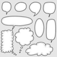 Hand drawn set of speech bubbles isolated . Doodle set element. Vector illustration.