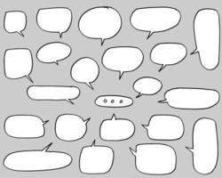 Hand drawn set of speech bubbles isolated . Doodle set element. Vector illustration.
