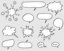 Hand drawn set of speech bubbles isolated . Doodle set element. Vector illustration.