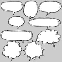 Hand drawn set of speech bubbles isolated . Doodle set element. Vector illustration.