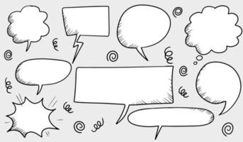 Hand drawn set of speech bubbles isolated . Doodle set element. Vector illustration.