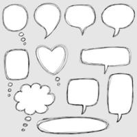 Hand drawn set of speech bubbles isolated . Doodle set element. Vector illustration.