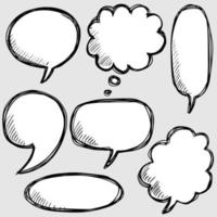 Hand drawn set of speech bubbles isolated . Doodle set element. Vector illustration.