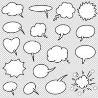 Hand drawn set of speech bubbles isolated . Doodle set element. Vector illustration.