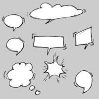 Hand drawn set of speech bubbles isolated . Doodle set element. Vector illustration.