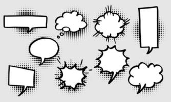 Hand drawn set of speech bubbles isolated . Doodle set element. Vector illustration.