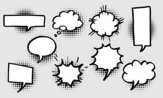 Hand drawn set of speech bubbles isolated . Doodle set element. Vector illustration.