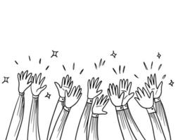 Hand Drawn sketch style of applause, thumbs up gesture. Human hands clapping ovation. on doodle style, vector illustration.