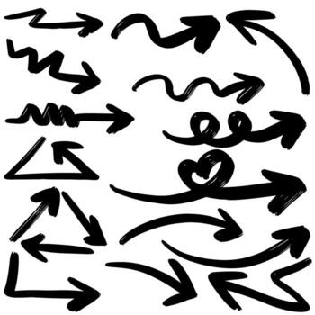 set of hand drawn arrows isolated on white background. for business infographic, banner, web and concept design.Vector doodle design elements. vector