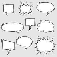 Hand drawn set of speech bubbles isolated . Doodle set element. Vector illustration.