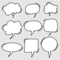 Hand drawn set of speech bubbles isolated . Doodle set element. Vector illustration.