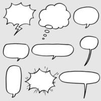 Hand drawn set of speech bubbles isolated . Doodle set element. Vector illustration.