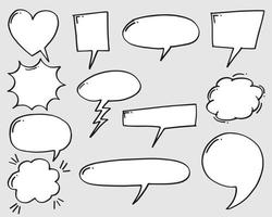 Hand drawn set of speech bubbles isolated . Doodle set element. Vector illustration.