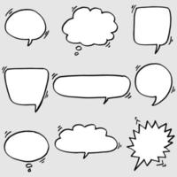 Hand drawn set of speech bubbles isolated . Doodle set element. Vector illustration.