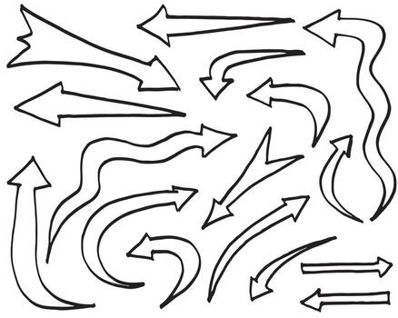 set of hand drawn arrows isolated on white background. for business infographic, banner, web and concept design.Vector doodle design elements. vector