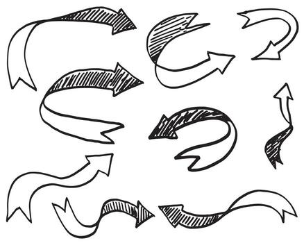 set of hand drawn arrows  for business infographic, banner, web and concept design.Vector doodle design elements. vector