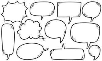 Hand drawn set of speech bubbles isolated . Doodle set element. Vector illustration.