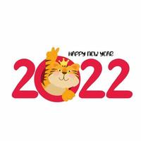 Card with a funny tiger for Chinese Happy New Year 2022 vector