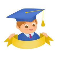 happy student boy graduated celebrating with ribbon vector
