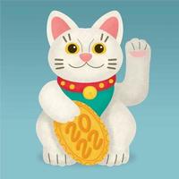 icono de maneki neko, amuleto de la suerte de Japón, feliz año nuevo vector