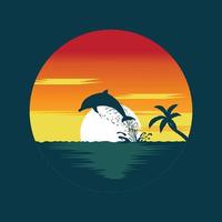 Dolphin jump out of water graphic illustration