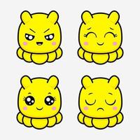 Cute Kawai Monster Emoticon icon. Premium Avatar Flat Style. vector