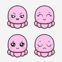 lindo icono de emoticono de monstruo kawai. estilo plano de avatar premium. vector