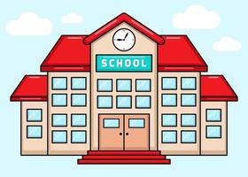 vector de colorido edificio escolar con estilo de dibujos animados. De vuelta a la escuela.