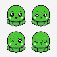 lindo icono de emoticono de monstruo kawai. estilo plano de avatar premium. vector