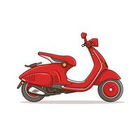 ilustración de scooter rojo. adecuado para decoración, pegatinas, iconos y otros. vector