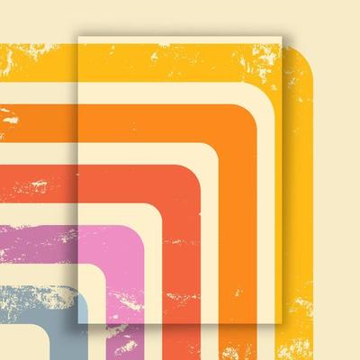 Retro design background with vintage grunge texture and colored stripes. Vector illustration.