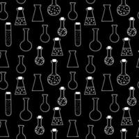 chemical test tubes and flasks seamless pattern hand drawn doodle, vector. line art, nordic, scandinavian, minimalism, monochrome. wallpaper, textiles, print, wrapping paper background vector