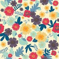Cute pattern in flower. seamless pattern. colorful flowers. yellow background. floral background. elegant the template for fashion prints. vector