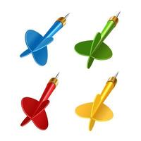 Dart of different colors for playing darts. Set. Vector illustration on white background