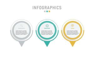 visualización de datos comerciales. diagrama del proceso. elementos abstractos de gráfico, diagrama con 3 pasos, opciones, partes o procesos. concepto creativo para infografía. vector