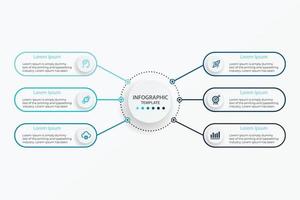 Business data visualization. Process chart. Abstract elements of graph, diagram with 6 steps, options, parts or processes. Creative concept for infographic vector