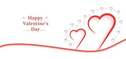 Simple happy valentines day celebration line art heart background with text space vector